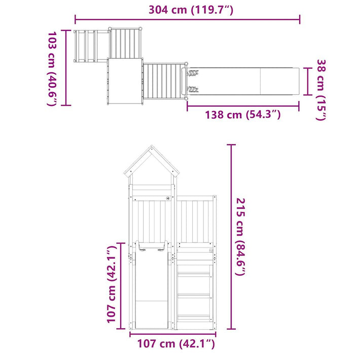 Set de joacă pentru exterior, lemn masiv de pin - WALTI WALTI