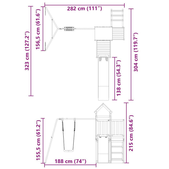 Set de joacă pentru exterior, lemn masiv de pin - WALTI WALTI