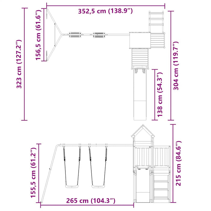 Set de joacă pentru exterior, lemn de pin impregnat - WALTI WALTI