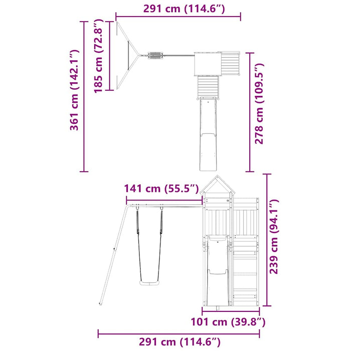 Set de joacă pentru exterior, lemn masiv de pin - WALTI WALTI