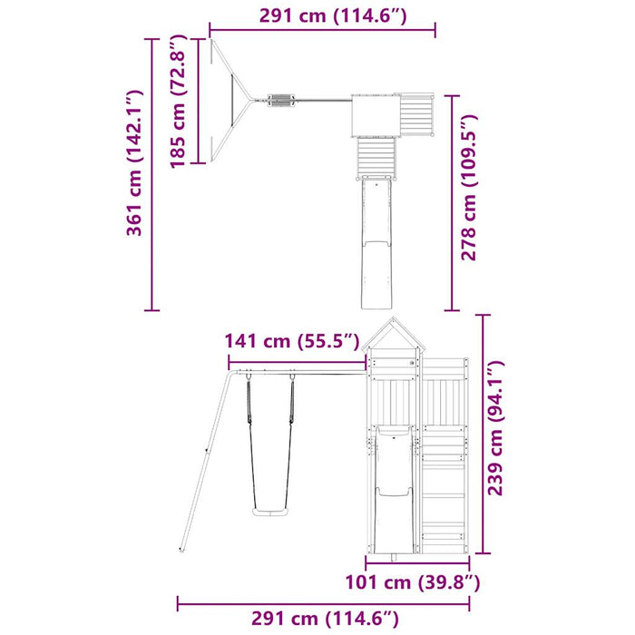 Set de joacă pentru exterior, lemn de pin impregnat - WALTI WALTI