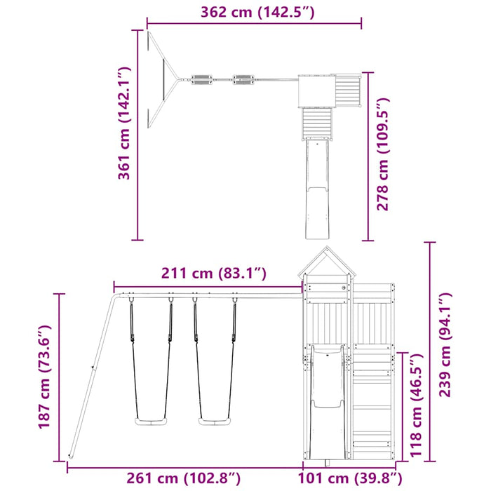 Set de joacă pentru exterior, lemn masiv de douglas - WALTI WALTI