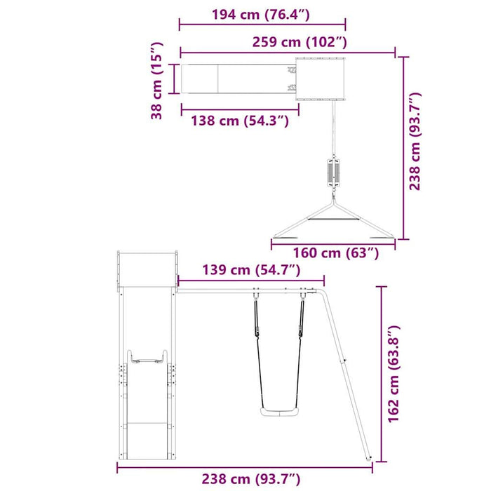Set de joacă pentru exterior, lemn masiv de pin - WALTI WALTI