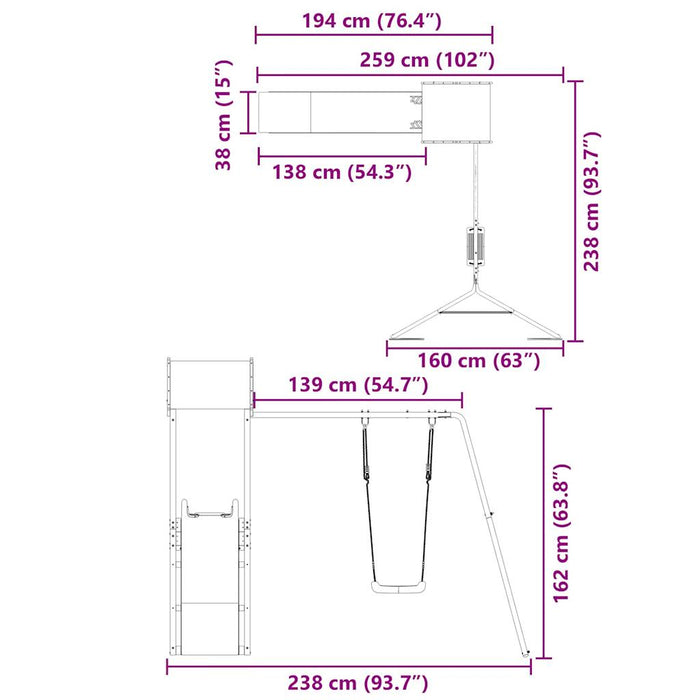 Set de joacă pentru exterior, lemn de pin impregnat - WALTI WALTI