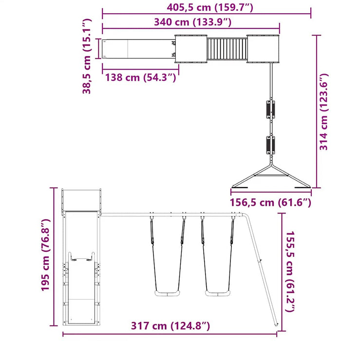 Set de joacă pentru exterior, lemn de pin impregnat - WALTI WALTI