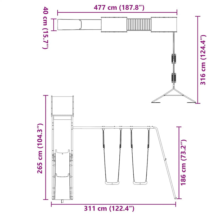 Set de joacă pentru exterior, lemn masiv de pin WALTI