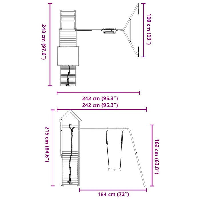 Set de joacă pentru exterior, lemn masiv de pin - WALTI WALTI