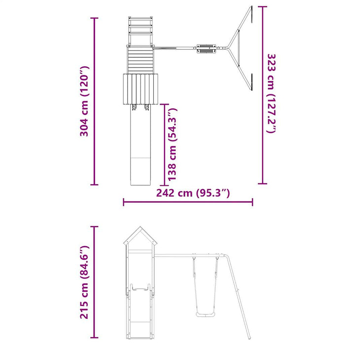 Set de joacă pentru exterior, lemn masiv de pin - WALTI WALTI