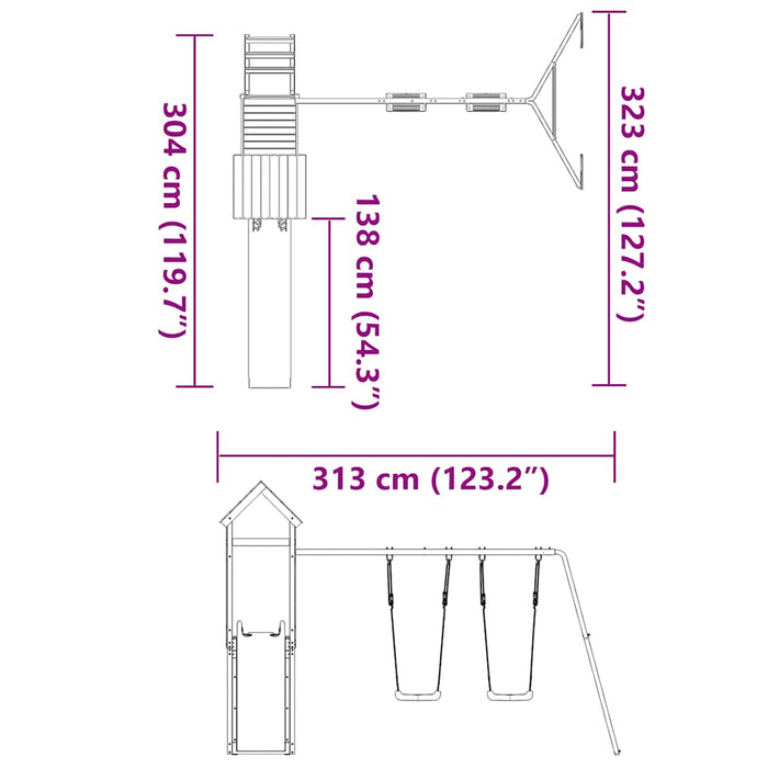 Set de joacă pentru exterior, lemn masiv de pin - WALTI WALTI