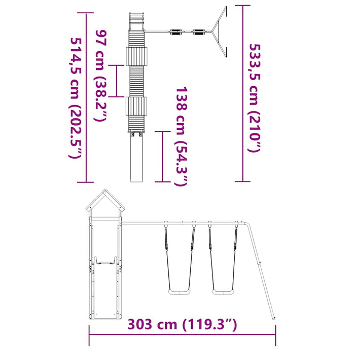 Set de joacă pentru exterior, lemn de pin impregnat - WALTI WALTI