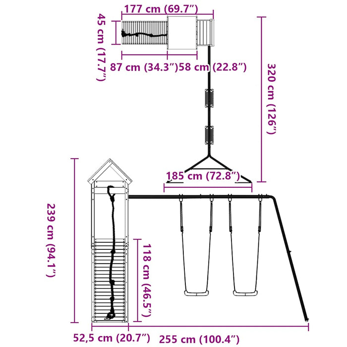 Set de joacă pentru exterior, lemn de pin impregnat WALTI