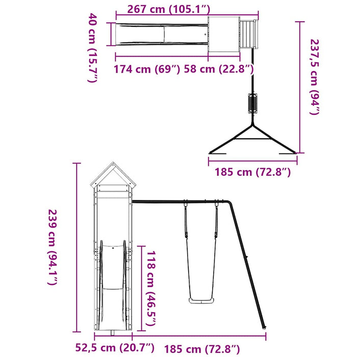 Set de joacă pentru exterior, lemn de pin impregnat WALTI