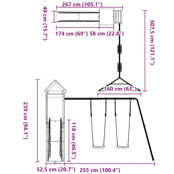Set de joacă pentru exterior, lemn de pin impregnat WALTI