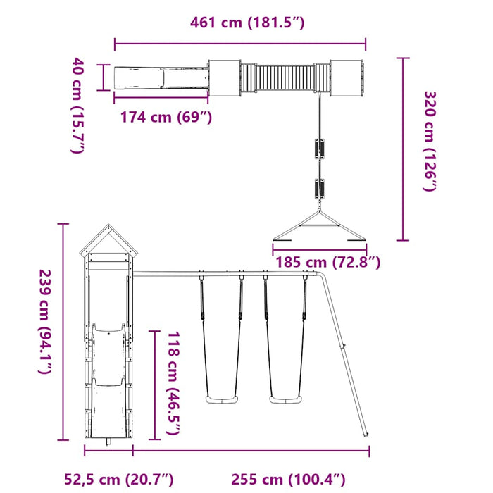Set de joacă pentru exterior, lemn de pin impregnat WALTI