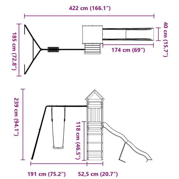 Set de joacă pentru exterior, lemn de pin impregnat - WALTI WALTI
