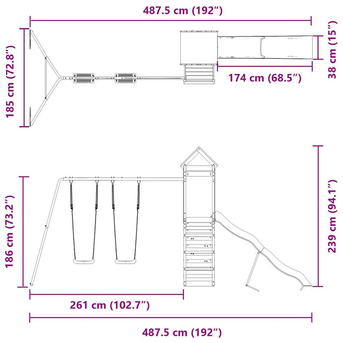 Set de joacă pentru exterior, lemn de pin impregnat - WALTI WALTI