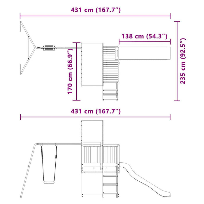 Set de joacă pentru exterior, lemn masiv de pin - WALTI WALTI