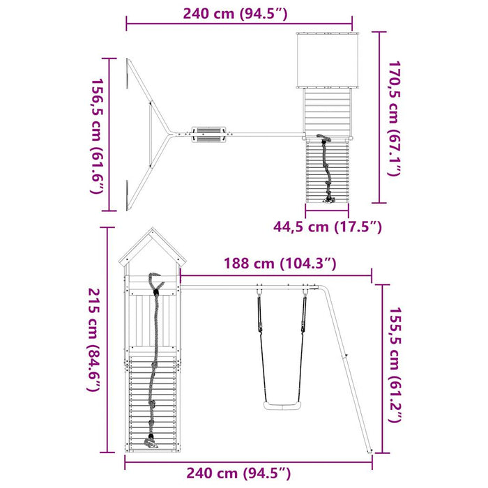 Set de joacă pentru exterior, lemn de pin impregnat - WALTI WALTI