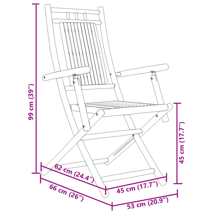 Set mobilier bistro, 3 piese, bambus - WALTI WALTI