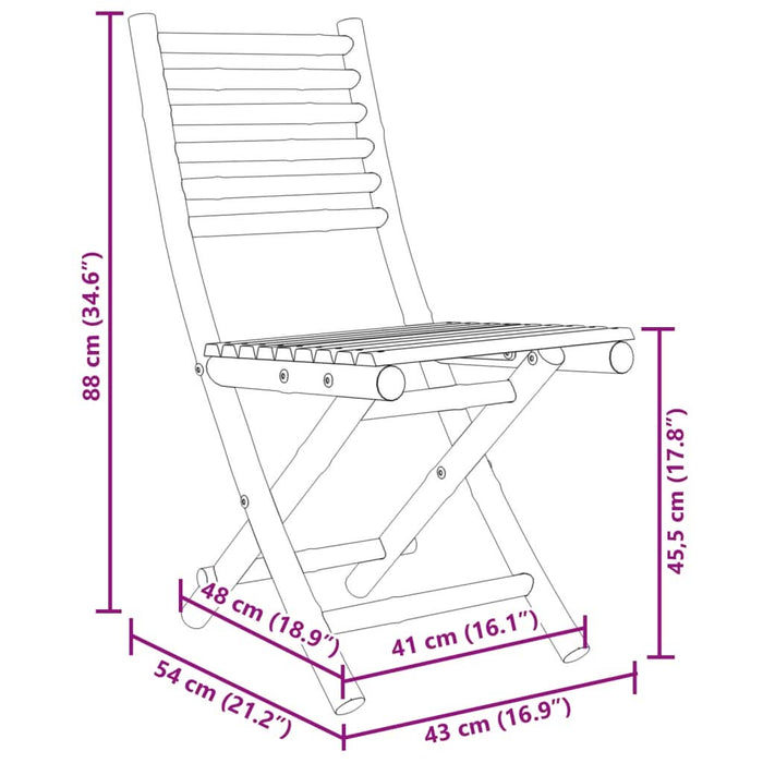 Set mobilier bistro, 3 piese, bambus - WALTI WALTI