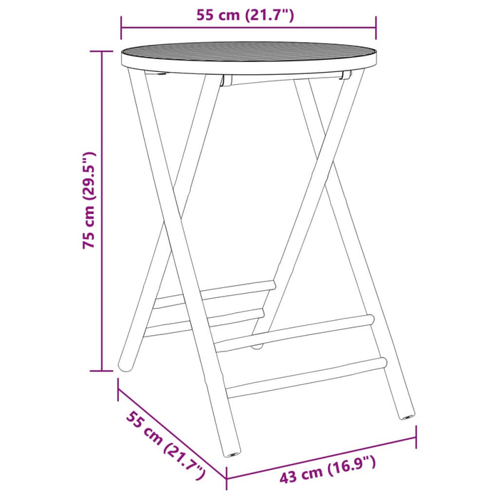 Set mobilier bistro, 3 piese, bambus - WALTI WALTI