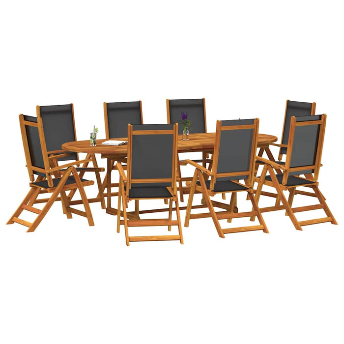 Set mobilier de grădină, 9 piese, lemn masiv acacia/textilenă - WALTI WALTI