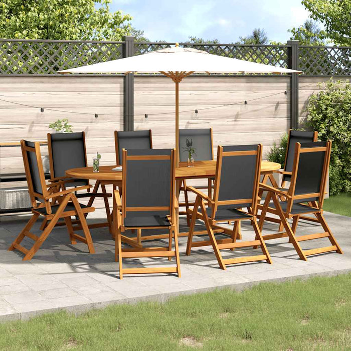 Set mobilier de grădină, 9 piese, lemn masiv acacia/textilenă - WALTI WALTI