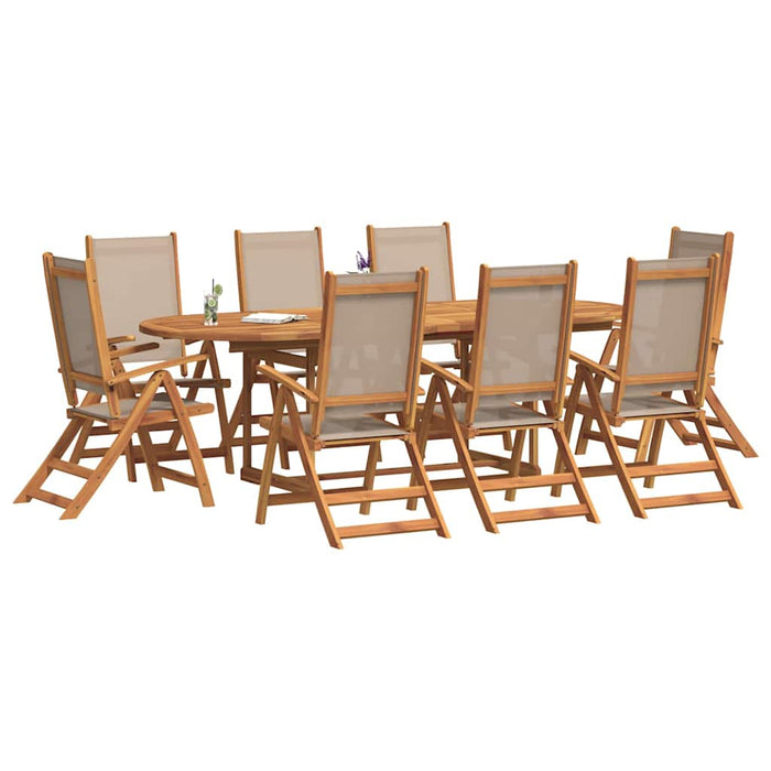 Set mobilier de grădină, 9 piese, lemn masiv acacia/textilenă - WALTI WALTI