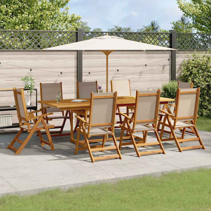Set mobilier de grădină, 9 piese, lemn masiv acacia/textilenă - WALTI WALTI