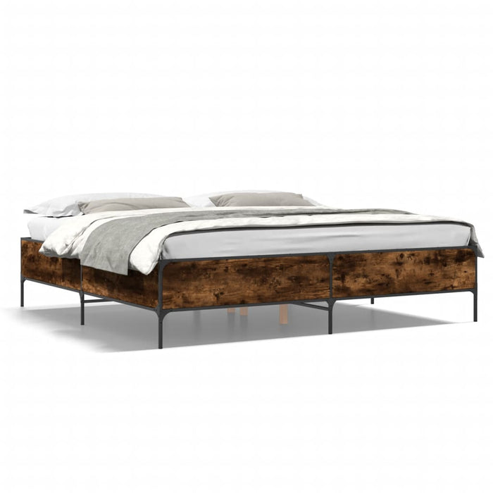 Cadru de pat, stejar fumuriu 200x200 cm lemn prelucrat și metal - WALTI WALTI