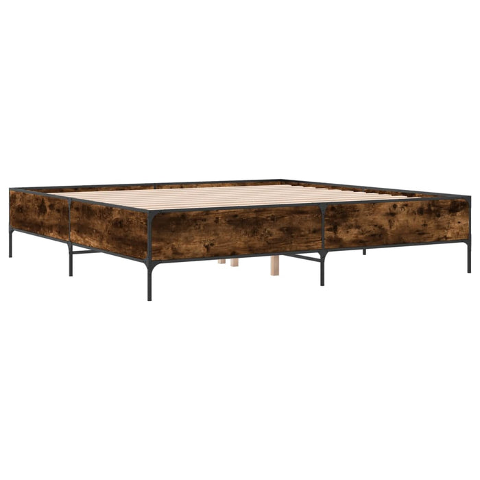 Cadru de pat, stejar fumuriu 200x200 cm lemn prelucrat și metal - WALTI WALTI