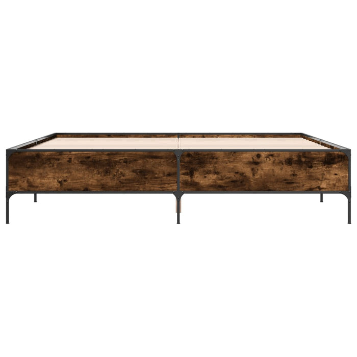 Cadru de pat, stejar fumuriu 200x200 cm lemn prelucrat și metal - WALTI WALTI