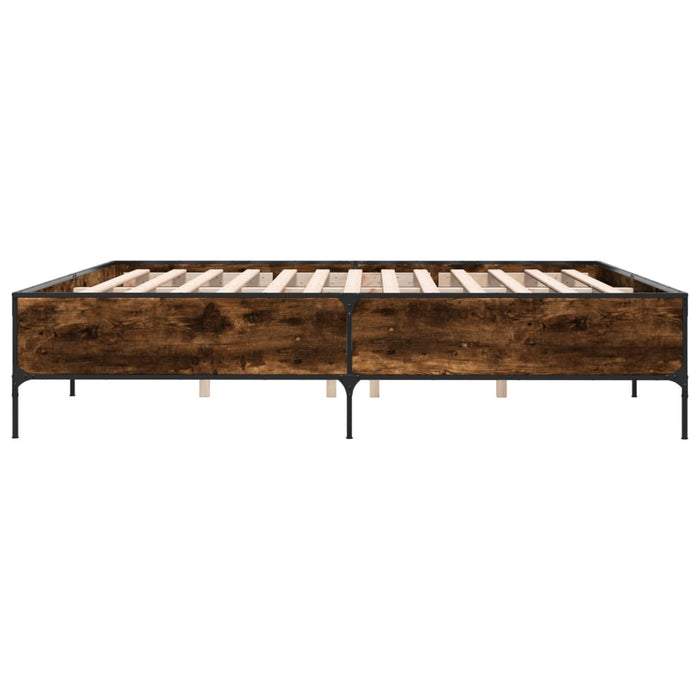 Cadru de pat, stejar fumuriu 200x200 cm lemn prelucrat și metal - WALTI WALTI