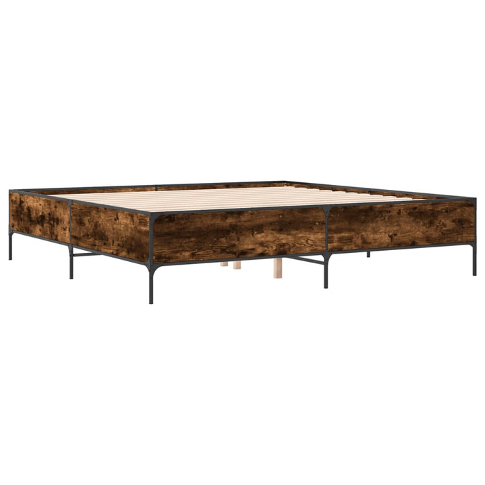 Cadru de pat, stejar fumuriu 200x200 cm lemn prelucrat și metal - WALTI WALTI