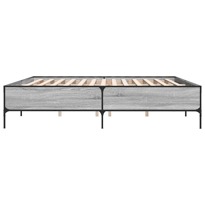 Cadru de pat, gri sonoma, 200x200 cm, lemn prelucrat și metal WALTI