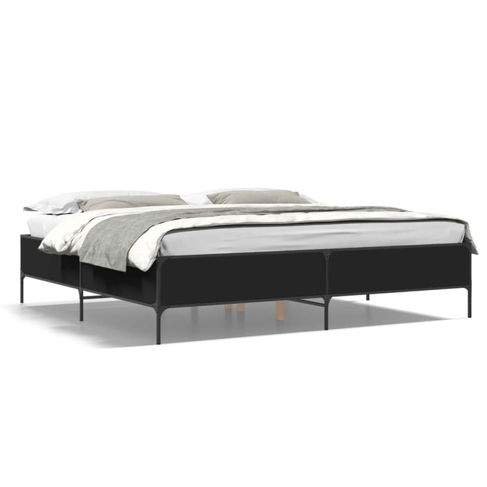 Cadru de pat negru 180x200 cm din lemn prelucrat și metal - WALTI WALTI