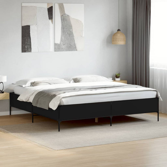 Cadru de pat negru 180x200 cm din lemn prelucrat și metal - WALTI WALTI