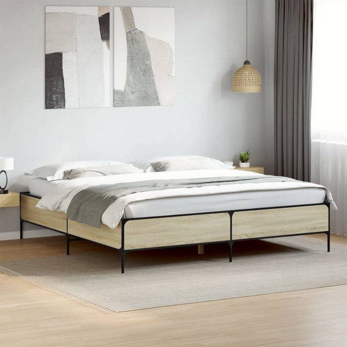 Cadru de pat, stejar sonoma, 180x200cm, lemn prelucrat și metal - WALTI WALTI