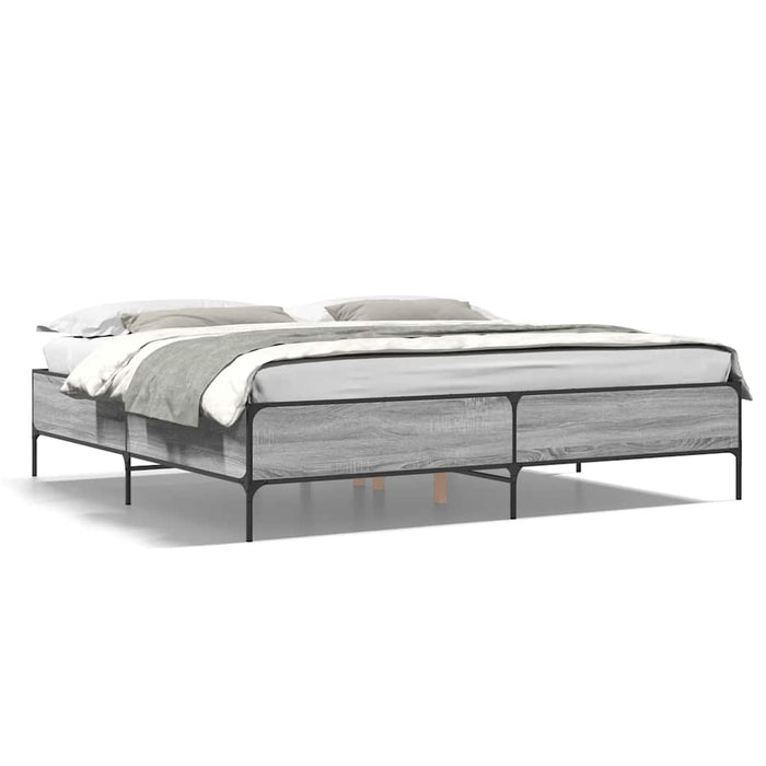 Cadru de pat, gri sonoma, 180x200 cm, lemn prelucrat și metal WALTI