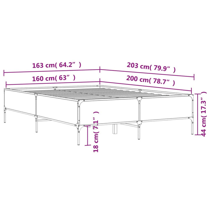 Cadru de pat, stejar sonoma, 160x200cm, lemn prelucrat și metal - WALTI WALTI