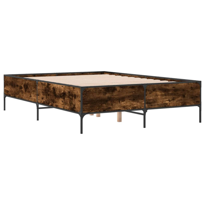 Cadru de pat, stejar fumuriu 160x200 cm lemn prelucrat și metal WALTI