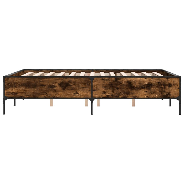 Cadru de pat, stejar fumuriu 160x200 cm lemn prelucrat și metal WALTI