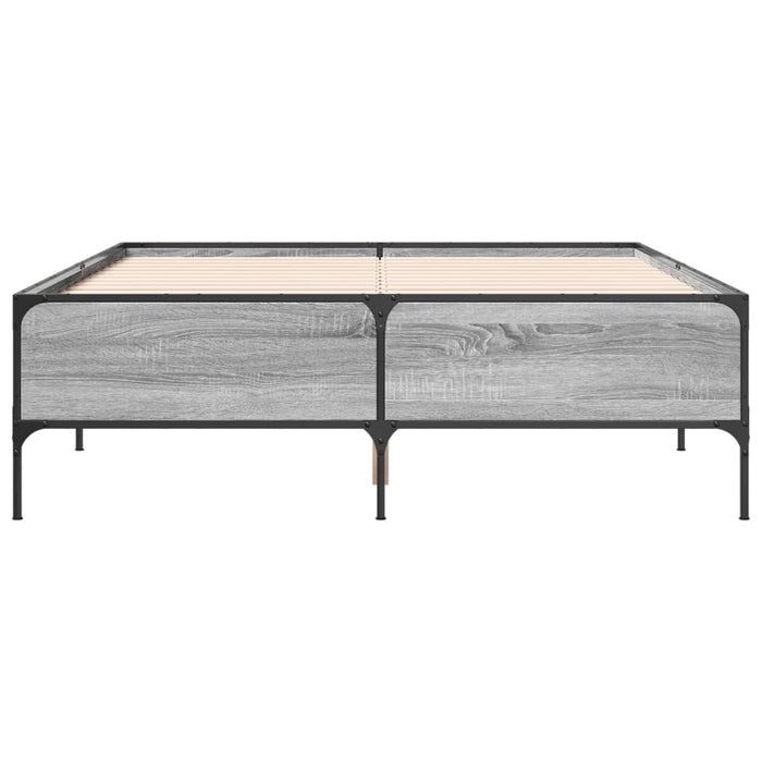 Cadru de pat, gri sonoma, 160x200 cm, lemn prelucrat și metal - WALTI WALTI