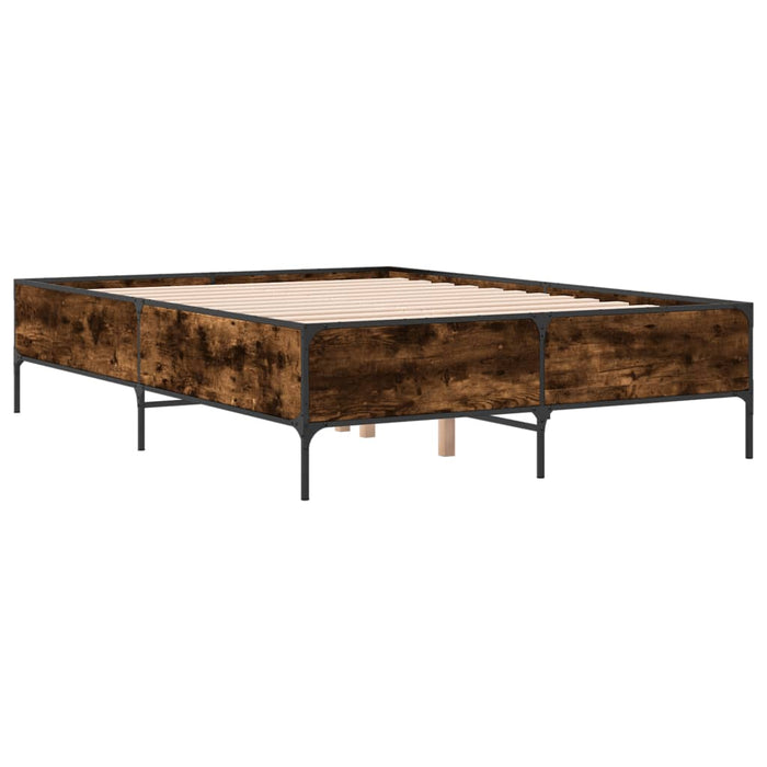 Cadru de pat, stejar fumuriu 140x200 cm lemn prelucrat și metal - WALTI WALTI