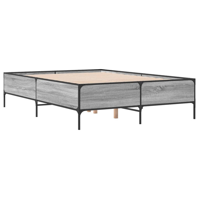 Cadru de pat, gri sonoma, 140x200 cm, lemn prelucrat și metal WALTI