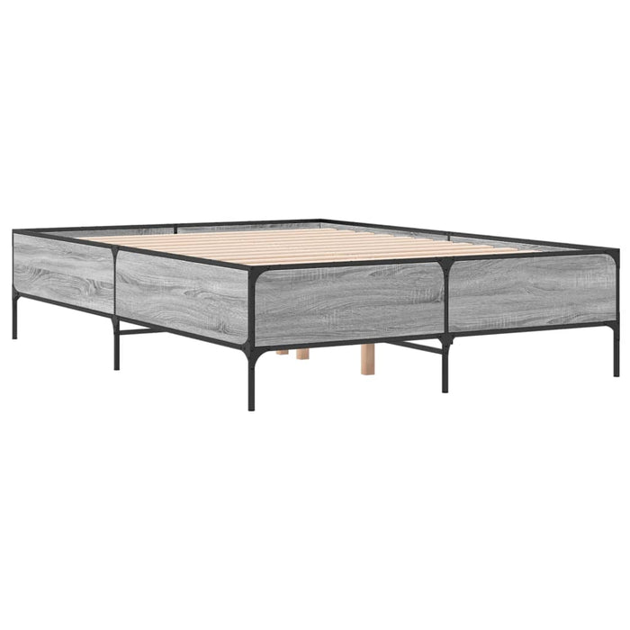 Cadru de pat, gri sonoma, 140x200 cm, lemn prelucrat și metal WALTI