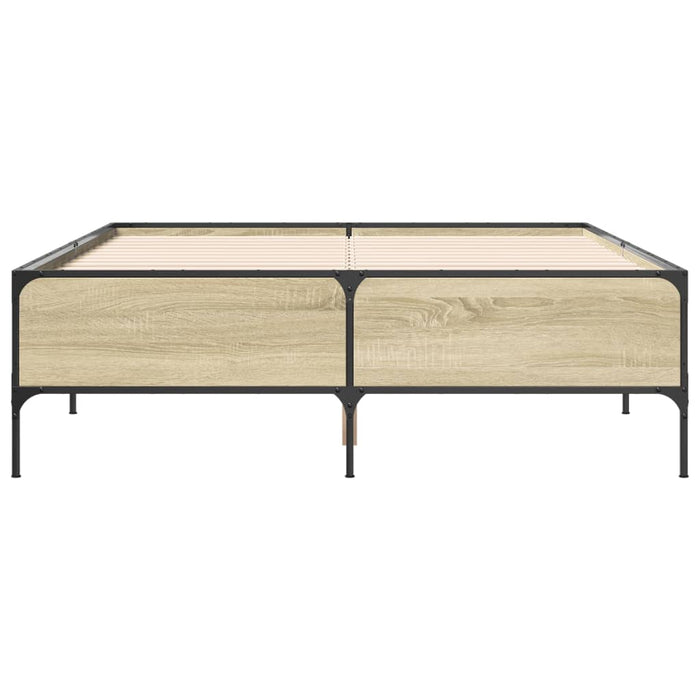 Cadru de pat, stejar sonoma, 140x190cm, lemn prelucrat și metal WALTI