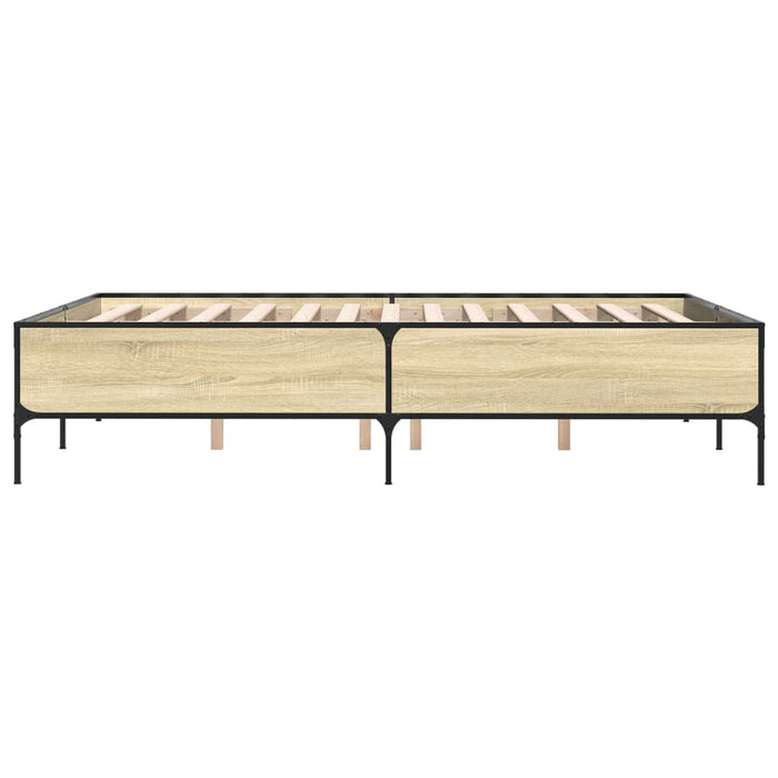 Cadru de pat, stejar sonoma, 140x190cm, lemn prelucrat și metal WALTI