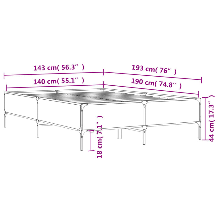Cadru de pat, stejar sonoma, 140x190cm, lemn prelucrat și metal WALTI