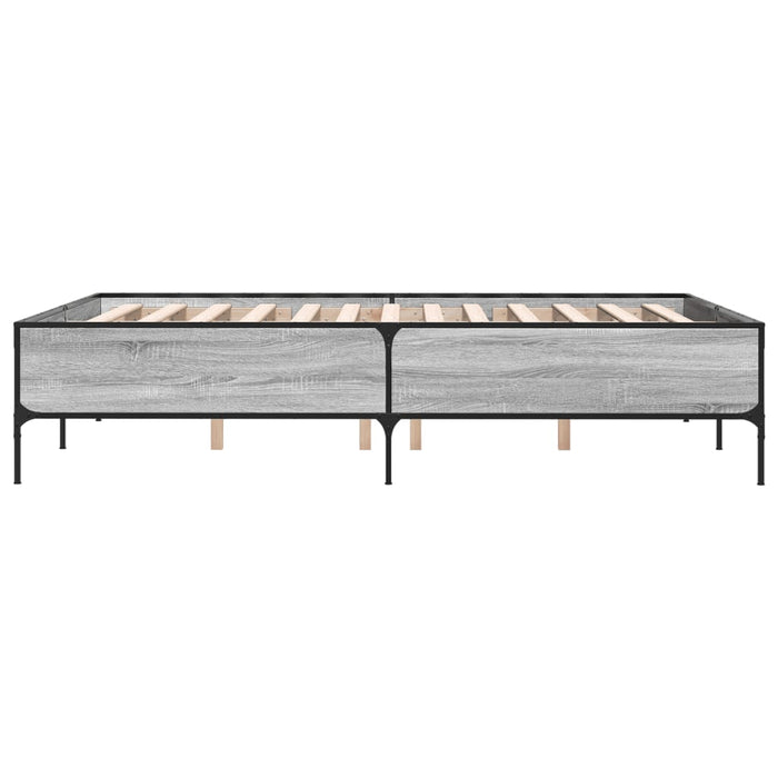 Cadru de pat, gri sonoma, 140x190 cm, lemn prelucrat și metal - WALTI WALTI